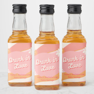 Étiquettes Pour Bouteilles De Liqueur Bachelorette fêté dans l'amour Retro rose Mini