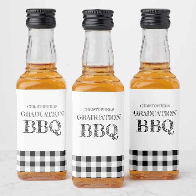 Étiquettes Pour Bouteilles De Liqueur Barbecue de fin d'études Gingham (Bouteilles)