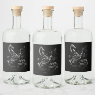 Étiquettes Pour Bouteilles De Liqueur Bataille aux échecs dramatique - Chevalier contre