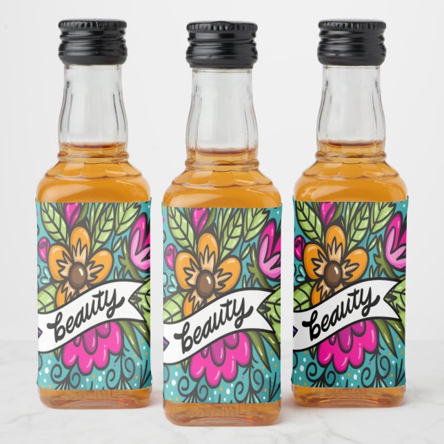 Étiquettes Pour Bouteilles De Liqueur Beauté de l'oreiller avec fleurs (Bouteilles)