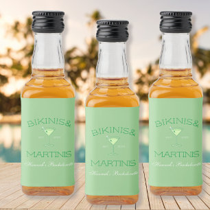 Étiquettes Pour Bouteilles De Liqueur Bikinis & Martinis Green Beach Bachelorette Party