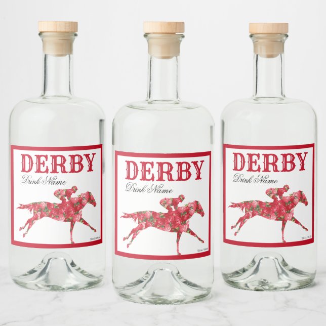 Étiquettes Pour Bouteilles De Liqueur Boisson de roses rouges du Derby Party (Bouteilles)