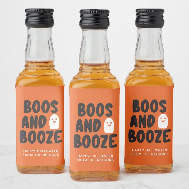 Étiquettes Pour Bouteilles De Liqueur Booze Adulte Halloween Ghost Orange (Bouteilles)