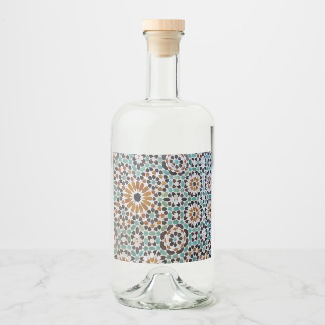 Étiquettes Pour Bouteilles De Liqueur Bouteille d'eau Marrakech mosaïque - (Devant)