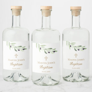 Étiquettes Pour Bouteilles De Liqueur branche d'olivier Baptême