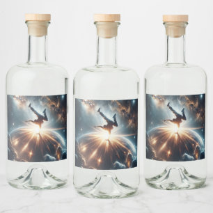 Étiquettes Pour Bouteilles De Liqueur Breakdancer en action, Ai, Action dans la Galaxie