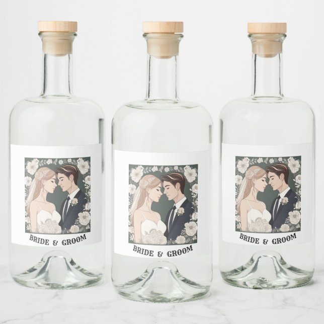 ÉTIQUETTES POUR BOUTEILLES DE LIQUEUR BRIDE ET GROUPE (Bouteilles)