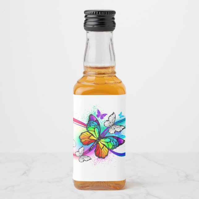 Étiquettes Pour Bouteilles De Liqueur Bright infinity with rainbow butterfly (Devant)