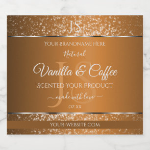 Étiquettes Pour Bouteilles De Liqueur Brown doré avec initiales Parties scintillant Étiq