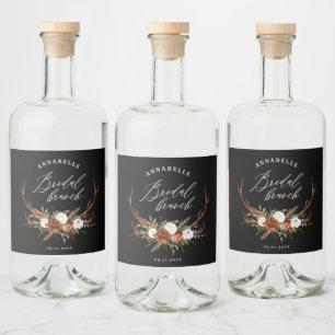 Étiquettes Pour Bouteilles De Liqueur Brunch botanique noir rustique