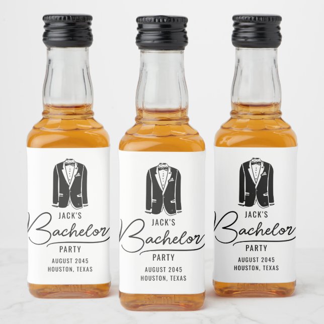 Étiquettes Pour Bouteilles De Liqueur Cadeaux de fête de bachelor minimalistes et élégan (Bouteilles)