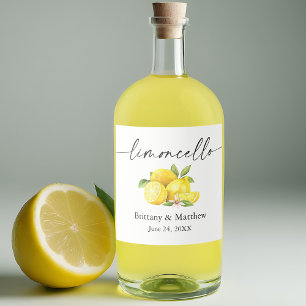 Étiquettes Pour Bouteilles De Liqueur Calligraphie Encre Limoncello Aquarelle Lemons