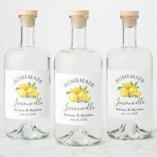Étiquettes Pour Bouteilles De Liqueur Calligraphie Limoncello Aquarelle maison Citrons