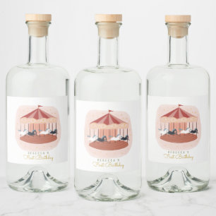 Étiquettes Pour Bouteilles De Liqueur Carousel rose Anniversaire Cadeau Tags Liquor Bout