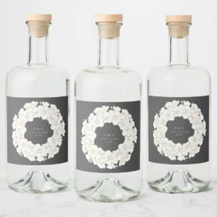 Étiquettes Pour Bouteilles De Liqueur Charbon Pampas Grass Tropical Floral Mariage Gin
