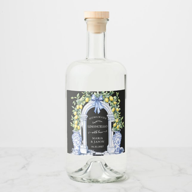 Étiquettes Pour Bouteilles De Liqueur Chinoiserie Limoncello Lemons Liquor Bottle Étique (Devant)