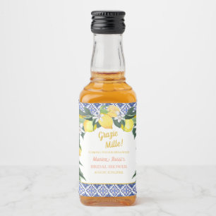 Étiquettes Pour Bouteilles De Liqueur Citron bleu italien Carreaux Grazie Mille Bridal S