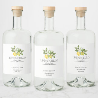 Étiquettes Pour Bouteilles De Liqueur Citron floral limoncello mariage jardin de citrus