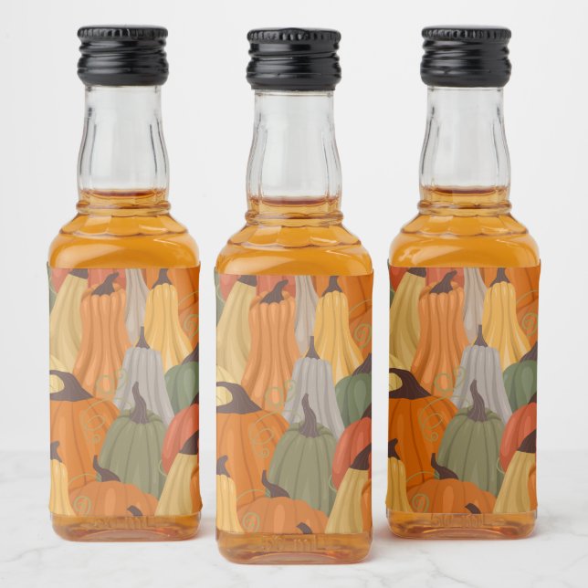 Étiquettes Pour Bouteilles De Liqueur Citrouilles cosy (Bouteilles)