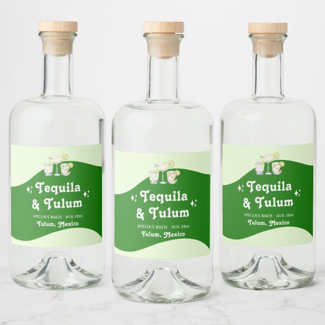 Étiquettes Pour Bouteilles De Liqueur Citrus vert citron Tequila & Tulum Bachelorette (Bouteilles)
