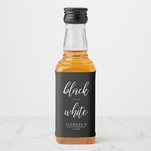 Étiquettes Pour Bouteilles De Liqueur Classé, noir et blanc (Devant)