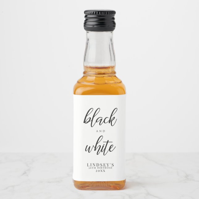Étiquettes Pour Bouteilles De Liqueur Classé, noir et blanc (Devant)