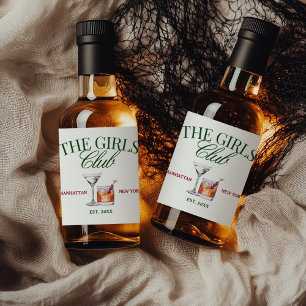 Étiquettes Pour Bouteilles De Liqueur Cocktails Classieux Club de la Fille Verte et Roug