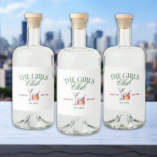 Étiquettes Pour Bouteilles De Liqueur Cocktails Classy Green & Red Girl's Club