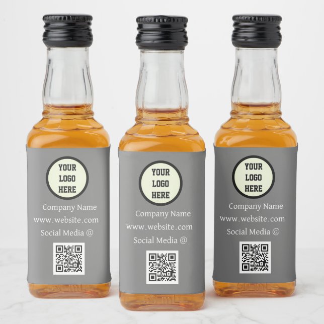 Étiquettes Pour Bouteilles De Liqueur Code QR Logo Entreprise Gris Entreprise Entreprise (Bouteilles)