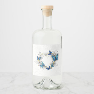 Étiquettes Pour Bouteilles De Liqueur Coeur bijoux avec papillons Morpho