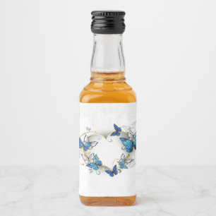 Étiquettes Pour Bouteilles De Liqueur Coeur bijoux avec papillons Morpho