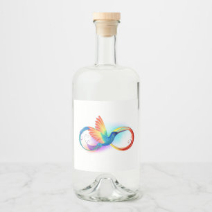 Étiquettes Pour Bouteilles De Liqueur Colibri arc-en-ciel avec symbole Infinity