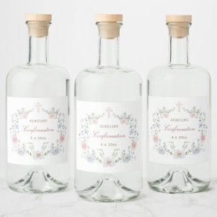 Étiquettes Pour Bouteilles De Liqueur Confirmation du cadre floral élégant