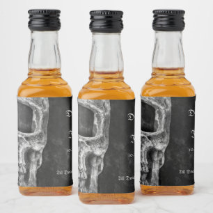 Étiquettes Pour Bouteilles De Liqueur Cool Gothique Moitié Crâne Noir et Blanc Grunge