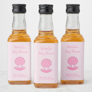 Étiquettes Pour Bouteilles De Liqueur Coquille d'huîtres pour fille rose et Baby shower 