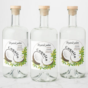 Étiquettes Pour Bouteilles De Liqueur Coquito Coconut Fruit tropical