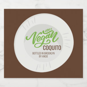 Étiquettes Pour Bouteilles De Liqueur Coquito Vegan Coconut Beverage Classic Round Stick