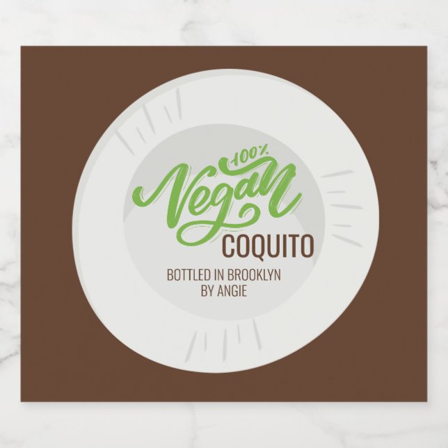 Étiquettes Pour Bouteilles De Liqueur Coquito Vegan Coconut Beverage Classic Round Stick (Étiquettes simples)