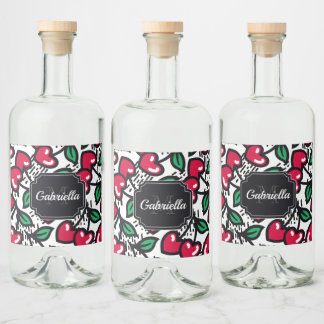 Étiquettes Pour Bouteilles De Liqueur Cute Motif Cherry