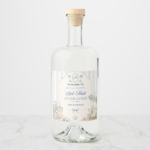 Étiquettes Pour Bouteilles De Liqueur Dernière Toast sur la Plage Côtière Bleue Enterrem