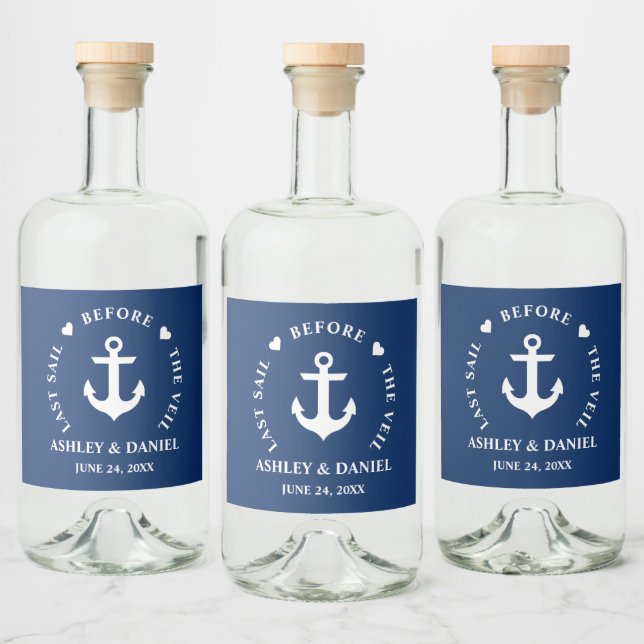 Étiquettes Pour Bouteilles De Liqueur Dernière Voile Avant Le Veil Mariage Nautique (Bouteilles)