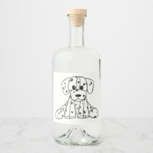Étiquettes Pour Bouteilles De Liqueur Dessin simple de contour de chien en peluche dalma