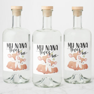 Étiquettes Pour Bouteilles De Liqueur Doe et Fawn My Nana m'aime