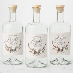 Étiquettes Pour Bouteilles De Liqueur Douche botanique fleurie rustique aquarelle