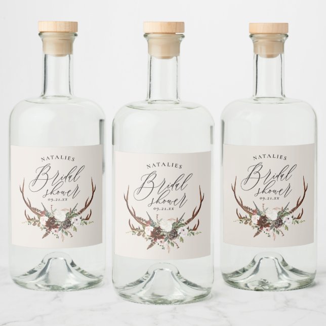 Étiquettes Pour Bouteilles De Liqueur Douche botanique fleurie rustique aquarelle (Bouteilles)