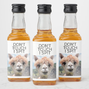 Étiquettes Pour Bouteilles De Liqueur Drôle Alpaca Llama Ne touche pas Je crache