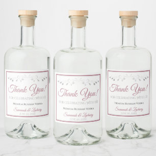 Étiquettes Pour Bouteilles De Liqueur Dusty Rose Simple Elégant Mariage blanc Merci