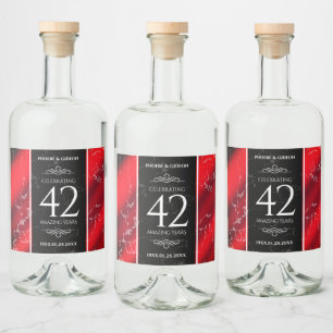Étiquettes Pour Bouteilles De Liqueur Élégant 42e anniversaire du Mariage Jasper