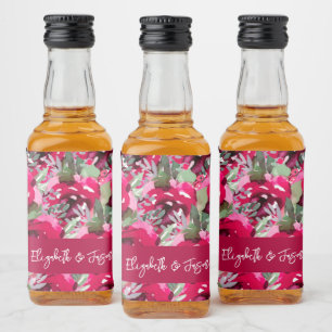Étiquettes Pour Bouteilles De Liqueur Elégant Aquarelle rose Fleurs Mariage Mini