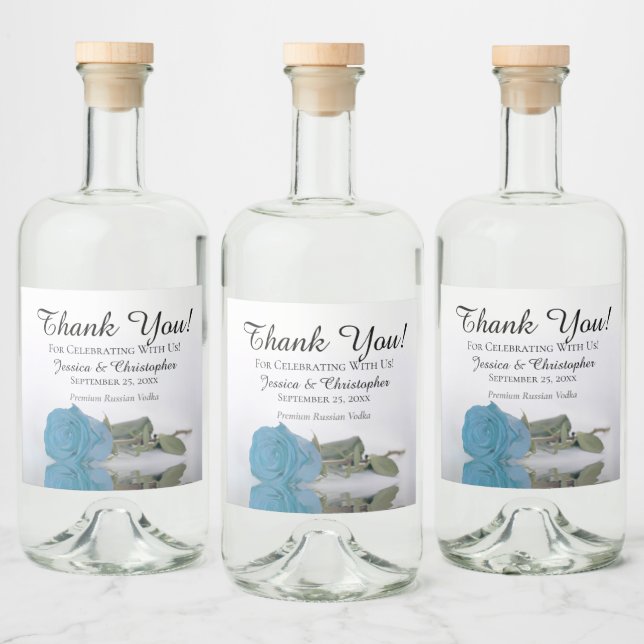Étiquettes Pour Bouteilles De Liqueur Elégant bleu turquoise Rose chic Mariage Merci (Bouteilles)